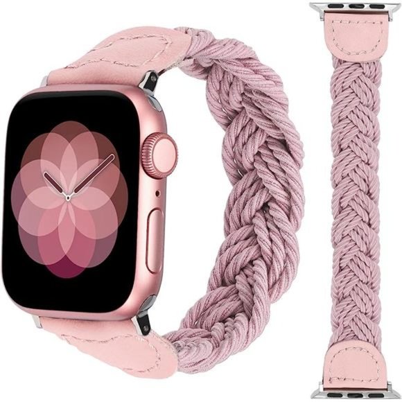 NEW Boho Braided Pink Apple Watch Band main image 4